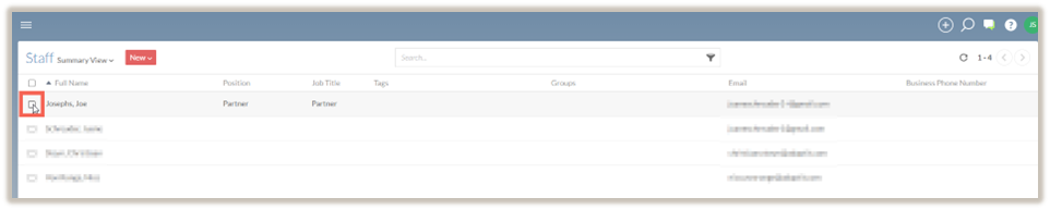 Select the individual staff member that requires access to SQM.